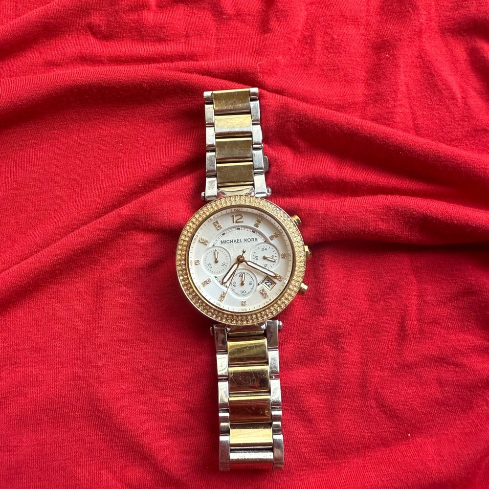 USED Michael Kors Two-Tone Gold and Silver Watch- Needs Battery